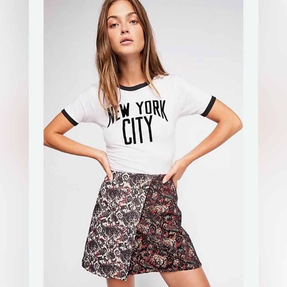 Free People Jacquard Knit Wrap Skirt Size Medium | Multicolor Boho Mini Skirt